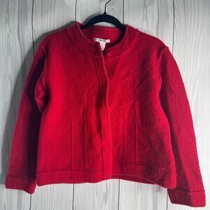 Jillian Jones 100% Boiled Wool Red Cardigan Sweater/Jacket Size Medium
